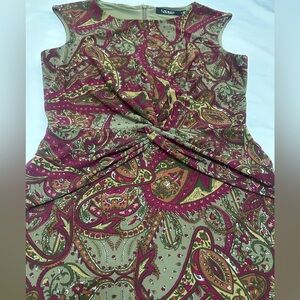 Ralph Lauren Dress Sleeveless Midi Burgundy/Green Size 6